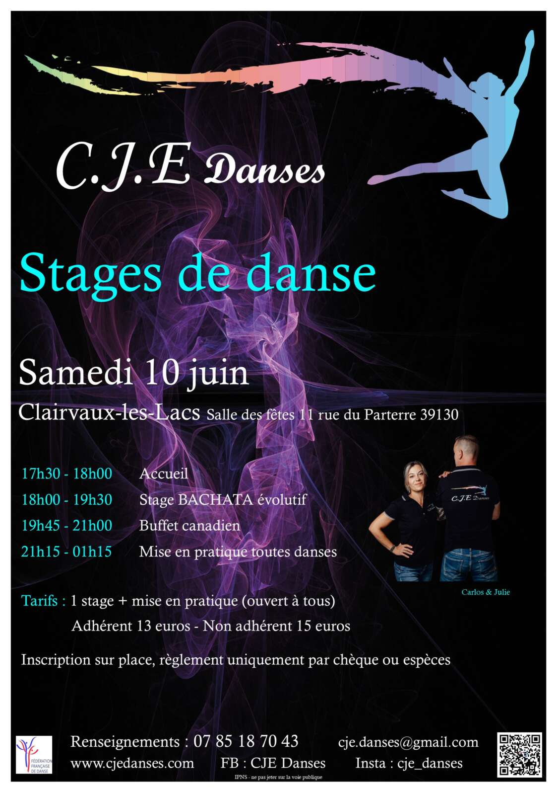 Stage BACHATA et mise en pratique toutes danses 10 juin 2023